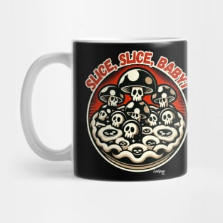 Slice, Slice, Baby!t: A Pizza Lover - The Mushroom Capriciosa Mafioso! - Funny Retro Vintage Style Mug